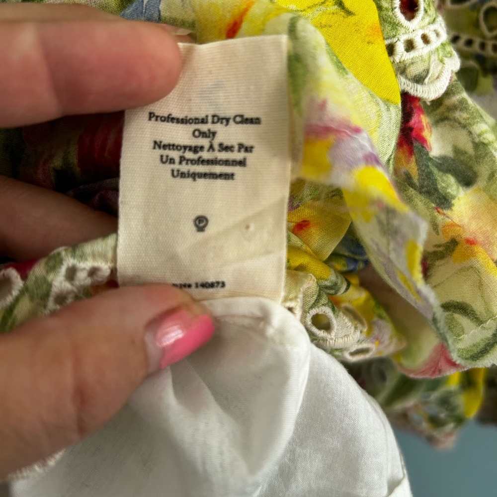 LoveShackFancy Aldina Tiered Yellow Floral Broderie Mini Dress M - Picture 5 of 10